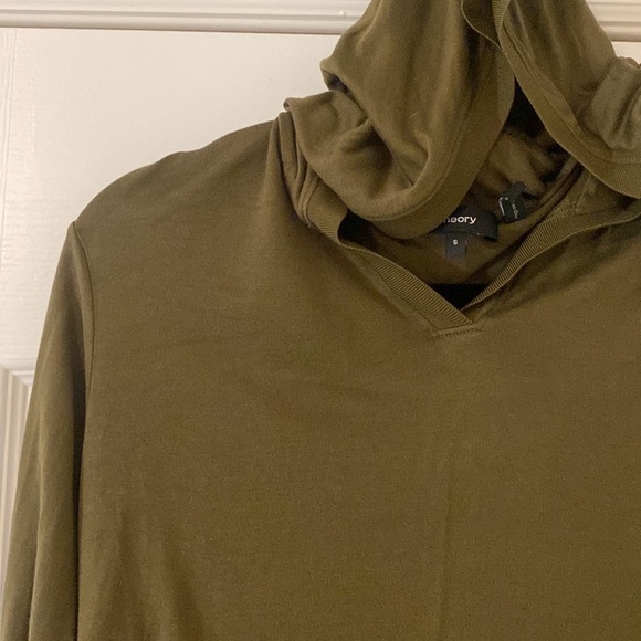 Theory | Easy Rib Hoodie | Olive Green | Size Small - Picture 4 of 8